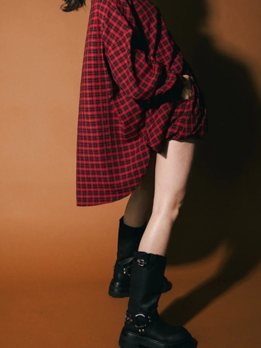 Dressed in LALA Red Black Plaid Button-Down Shirt - Picture 3 of 8